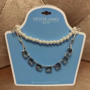 Kohl's Draper James Blue Crystal & Pearl Two-Strand Necklace
